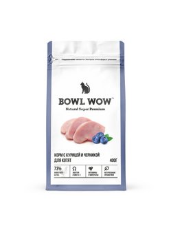 Bowl Wow 0,4кг с курицей и черникой сухой для котят (660224) фото