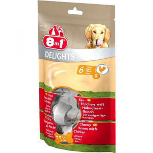 Косточка 8in1 Delights Strong  S прессованная жевательная с куриным мясом, 55гр (0729) фото