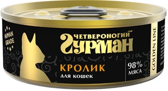 209201010 Корм влажный для кошек Четвероногий гурман "Golden line Кролик", 100 г