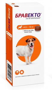 Бравекто (MSD Animal health) 250мг от блох и клещей для собак 4,5-10кг 1таб. (12 недель) (ЛИЦЕНЗИЯ) фото