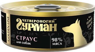 209101012 Корм влажный для собак Четвероногий гурман "Golden line Страус", 100 г
