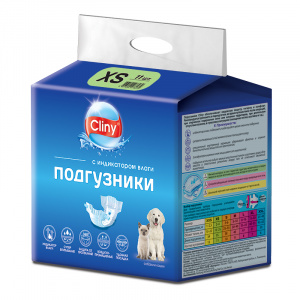 Подгузники (Cliny) XS 2-4 кг, 15-25см (11шт) для собак и кошек фото