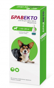 Бравекто СпотОн (MSD Animal health) 500мг (1пип) от блох и клещей для собак 10-20кг (на 12 недель) (ЛИЦЕНЗИЯ) фото