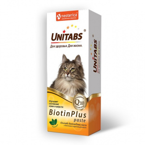 Unitabs 0,12л витаминная паста BiotinPlus с биотином и таурином для шерсти кошек фото