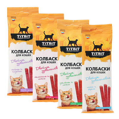 TiTBiT колбаски Двойное удовольствие 4 вкуса для кошек (Новогодняя коллекция) фото