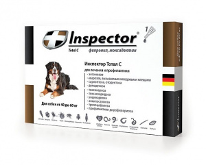 Капли (Inspector) Тотал С (1пип) от блох, клещей и глистов для собак от 40 до 60кг (ЛИЦЕНЗИЯ) фото