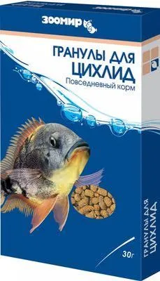 Зоомир 0,03кг Гранулы для цихлид корм плавающие гранулы для рыб (коробка) (534) фото