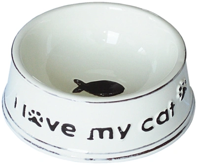 Миска (№1) керамическая "I love my cat" стилизованная под старину  190мл, 12,5*5 см