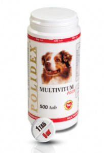 Polidex Multivitum Plus уп 500таб. витаминно-минеральный комплекс для собак фото
