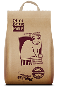 Наполнитель (Pi-Pi-Bent) Profi 15кг комкующийся, для кошек (бумажный крафт-пакет)  фото