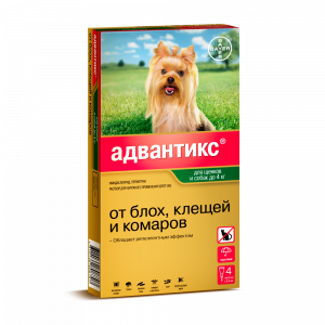 Адвантикс капли (4пип х 0,4мл) против паразитов  для собак до 4кг (ЛИЦЕНЗИЯ) фото