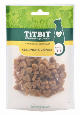 TiTBiT 0,05кг сердечки с сыром для кошек (Мягкие снеки) 