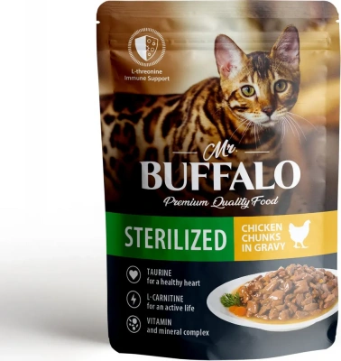 Баффало Mr.Buffalo Adult Sterilized Cat 0,085кг цыпленок в соусе влажный для кошек (790129) фото