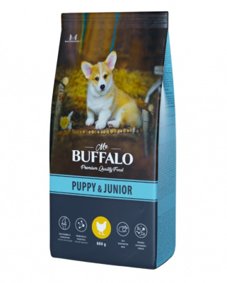 Баффало Mr.Buffalo Puppy&Junior 0,8кг с курицей сухой корм для щенков (078779) фото