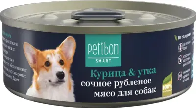 317101004 Корм влажный для собак Petibon Smart "Рубленое мясо с курицей и уткой", 100 г фото
