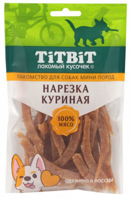 ТитБит нарезка куриная для собак мини пород 70 г