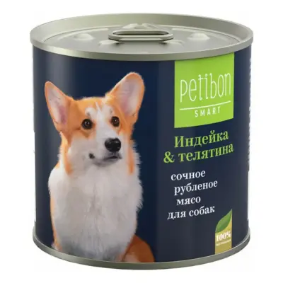 317141003 Корм влажный для собак Petibon Smart "Рубленое мясо с индейкой и телятиной", 240 г фото