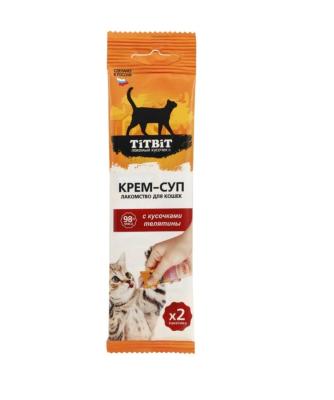 Крем-суп TiTBiT для кошек с кусочками телятины (10 г х 2 упак)