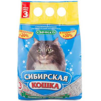 Наполнитель (Сибирская кошка) 3л  Эффект впитывающий АКЦИЯ  фото