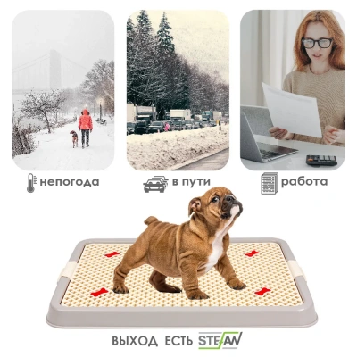 Туалет (Stefan) лоток с сеткой для собак малый S 50х38х3,5см, светло-коричневый BP1303N фото