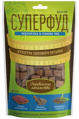 Деревенские лакомства 0,09кг Суперфуд перепелка и семена чиа для собак (711915)                         