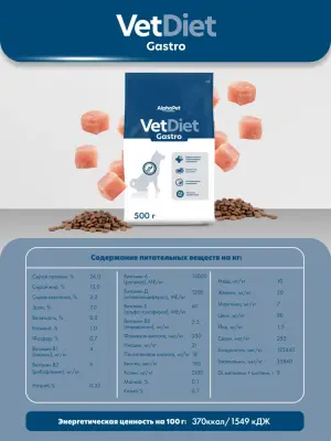 AlphaPet Vet Diet (АльфаПет) 2кг Gastro сухой при острых расстройствах пищеварения, в реабилитационный период и при истощении для собак (655117) фото