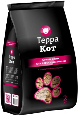 Терра Кот 2кг говядина и овощи сухой для взрослых кошек (772383) фото