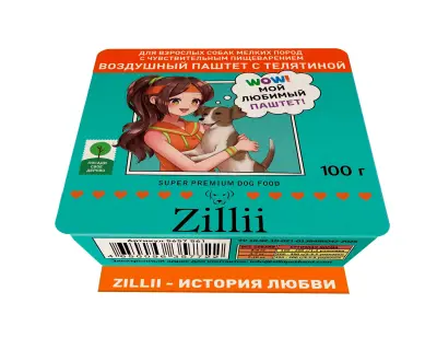 ZILLII 0,1кг воздушный паштет телятина консервы (ламистер) для собак мелких пород с чувствительным пищеварением (357 фото