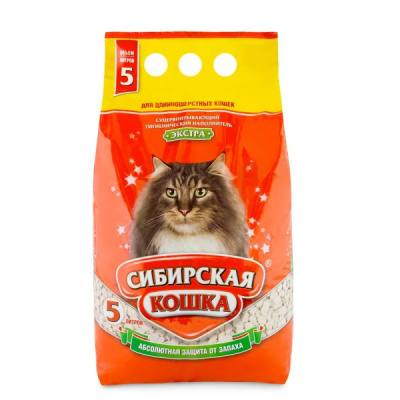 Наполнитель (Сибирская кошка)  5л "Экстра", впитывающий, для длинношерстных кошек