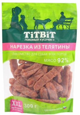 TiTBiT 0,3кг нарезка из телятины для собак всех пород - XXL фото