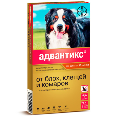 Адвантикс капли (4пип х 6мл) против паразитов для собак 40-60кг (ЛИЦЕНЗИЯ) фото