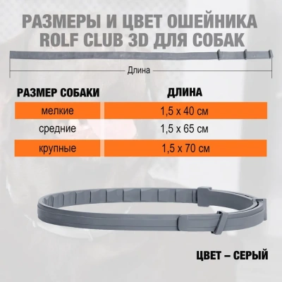 Ошейник (Rolf Club) 3D (6мес), 40см от блох, клещей, комаров для мелких собак и щенков (серый) (ЛИЦЕНЗИЯ) фото