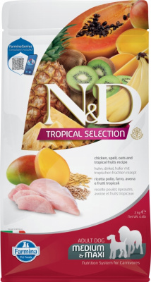 Farmina (Фармина) N&D Tropical Selection Dog 2кг курица для взрослых собак медиум и макси фото