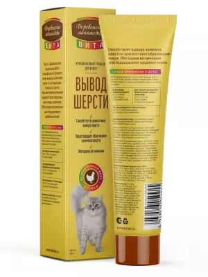 Деревенские лакомства 0,12кг ВИТА паста для вывода шерсти со вкусом курицы для кошек (76050915) фото