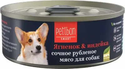 317101002 Корм влажный для собак Petibon Smart "Рубленое мясо с ягненком и индейкой", 100 г фото
