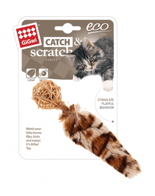 Игрушка (Gigwi) 75439 Плетеный мячик с кошачьей мятой серия CATCH & SCRATCH ECO для кошек, 13см 