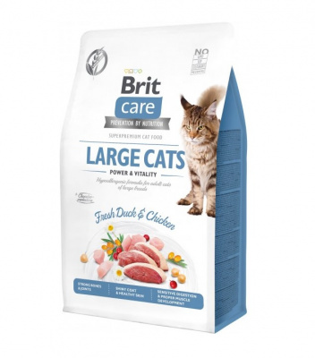 Brit Care Cat 0,4кг GF Large cats Power & Vitality сухой корм сила и энергия для взрослых кошек крупных пород (540921)