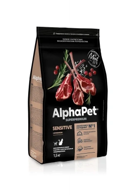 AlphaPet Superpremium (АльфаПет) 1,5кг с ягненком сухой для взрослых кошек с чувствительным пищеварением (651027) фото
