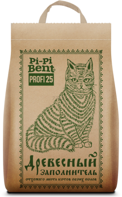 Наполнитель (Pi-Pi-Bent) Profi 25л (бум,крафт-пакет) древесный, для кошек фото