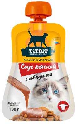 TiTBiT 0,1кг соус мясной с говядиной лакомство для кошек фото