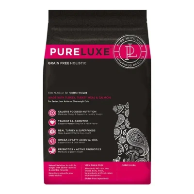 PURELUXE 0,4кг Элитное Питание для кошек нормализации веса с индейкой и лососем (940125)