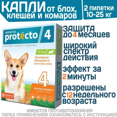 Protecto Neoterica капли для собак 10-25КГ 2ШТ P303(ЛИЦЕНЗИЯ) 