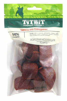 TiTBiT 0,06кг Золотая коллекция чипсы из говядины для собак