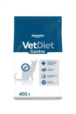 AlphaPet Vet Diet (АльфаПет) 0,4кг Gastro сухой при острых расстройствах пищеварения, в реабилитационный период и при истощении для кошек (655254) фото