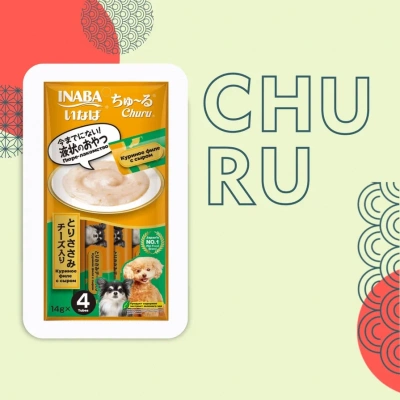 Inaba Churu 4*0,014кг с куриным филе и сыром лакомство-пюре для собак фото