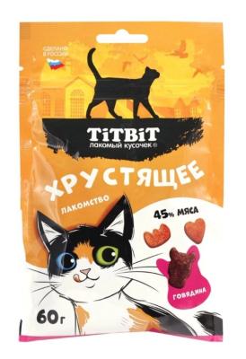 Лакомство TiTBiT  хрустящее с говядиной для кошек, 60 г