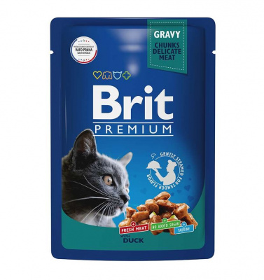 Brit Premium 0,085кг утка в соусе пауч для взрослых кошек (5048908) фото
