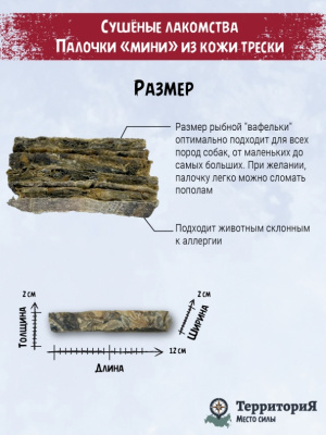 ТерриториЯ Таймыр 0,11кг палочки "мини" из кожи трески лакомство для собак фото