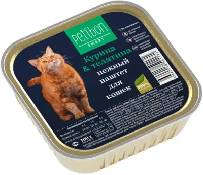 317201003 Корм влажный для кошек Petibon Smart "Паштет с курицей и телятиной", 100 г фото