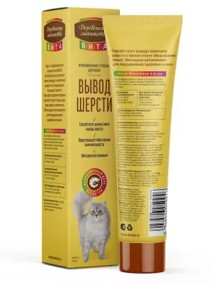 Деревенские лакомства 0,12кг ВИТА паста для вывода шерсти со вкусом креветки для кошек (76050946) фото
